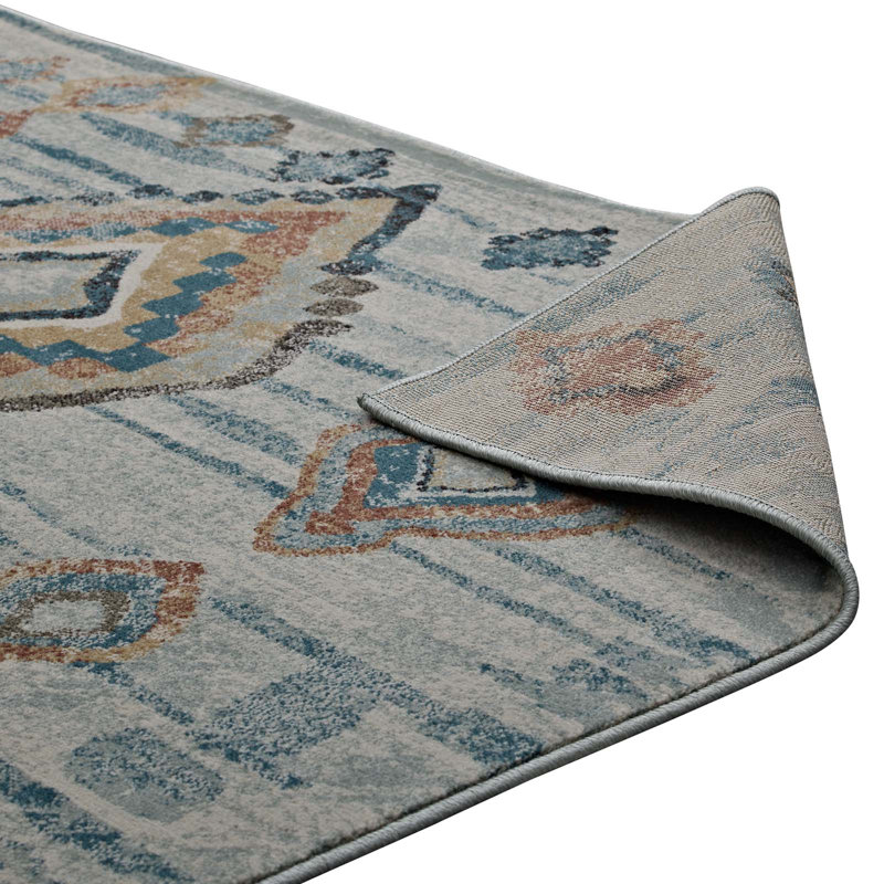 Abstract Diamond Lattice 8' x 10' Blue Synthetic Area Rug