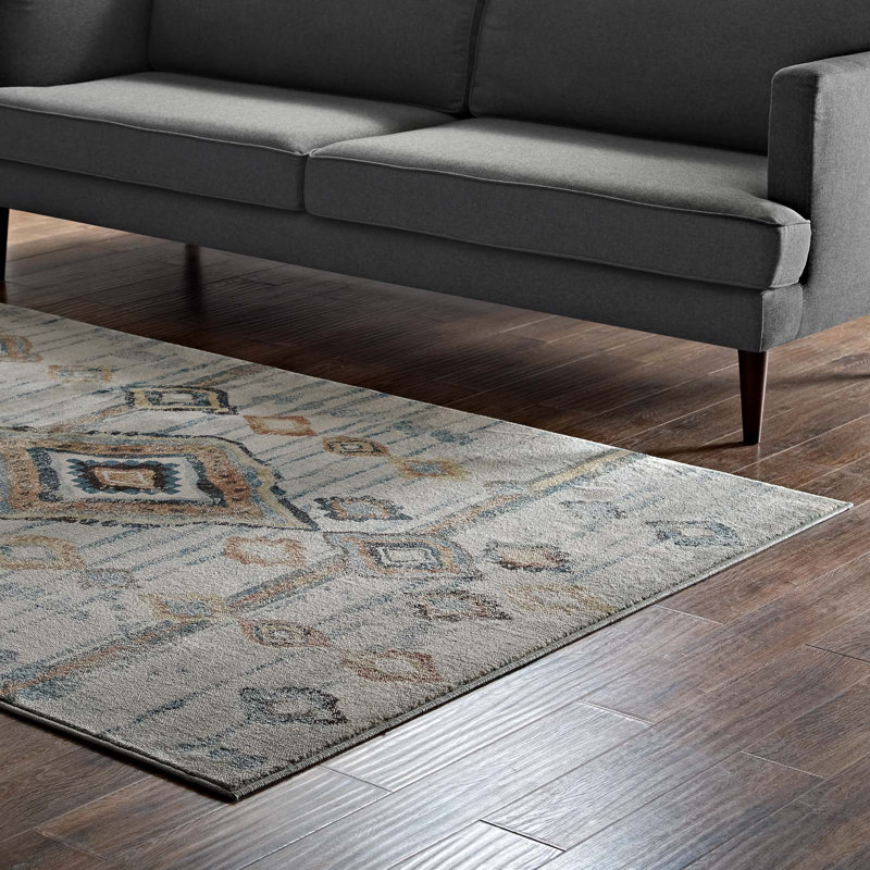 Abstract Diamond Lattice 8' x 10' Blue Synthetic Area Rug