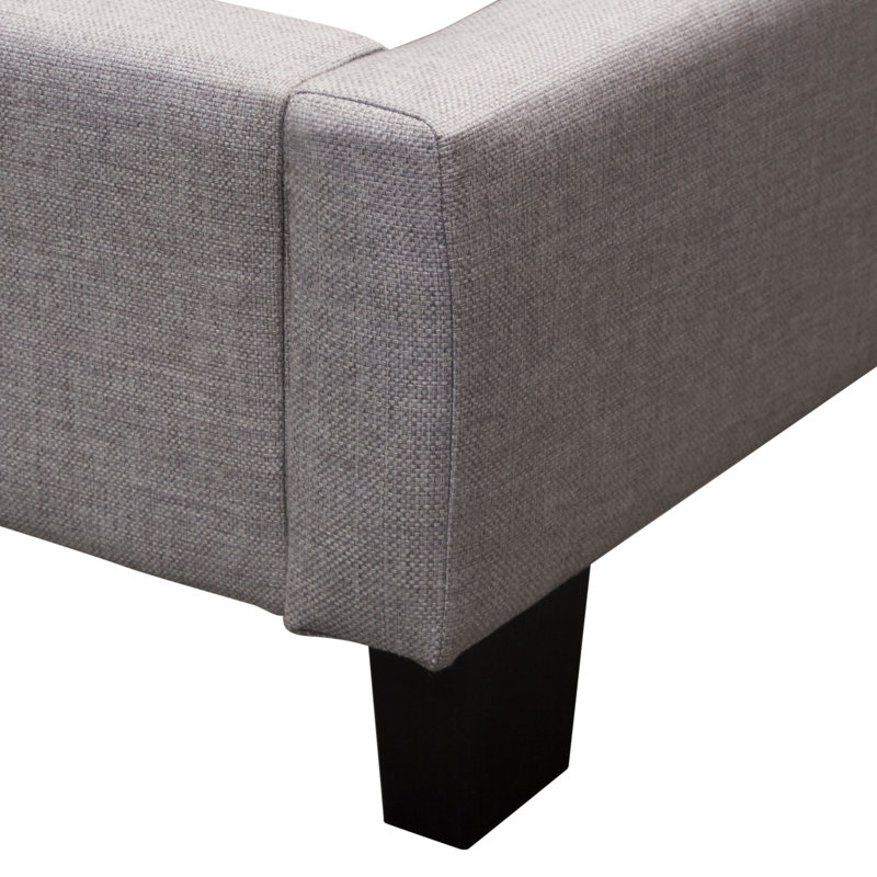 Light Gray Queen Upholstered Wingback Tufted Bed