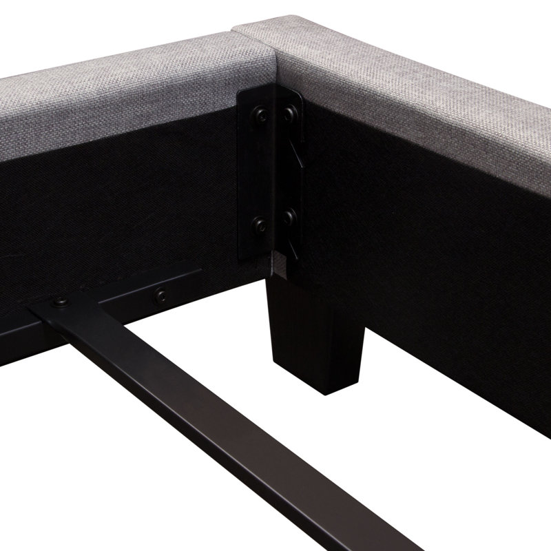 Light Gray Queen Upholstered Wingback Tufted Bed