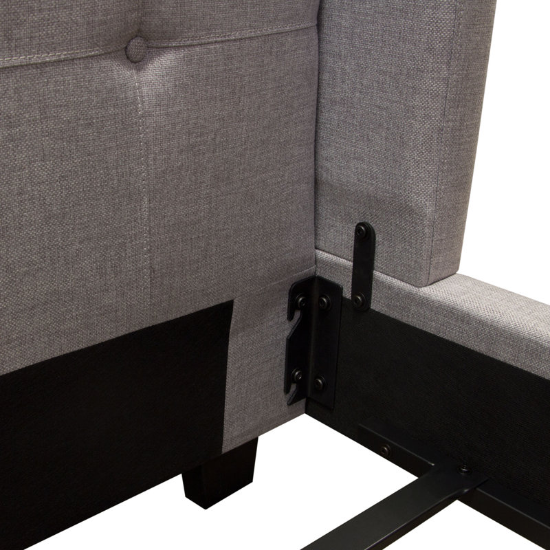 Light Gray Queen Upholstered Wingback Tufted Bed