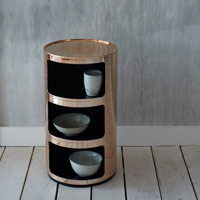 Kartell Componibili 23" Copper Modular Storage Unit with 3 Drawers