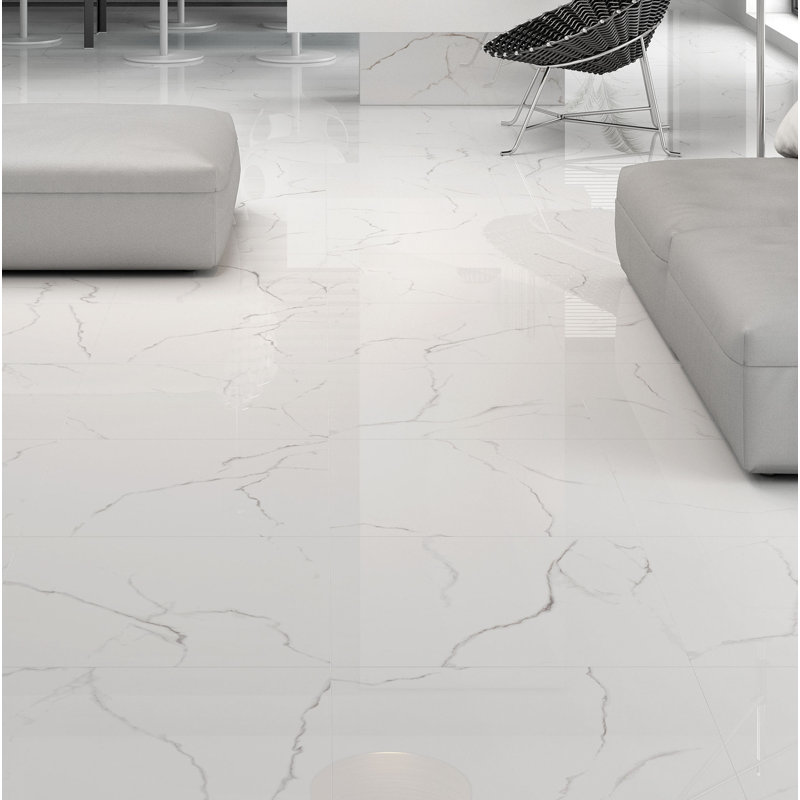 Sculpture White Matte Porcelain Stone Look Tile 12" x 24"