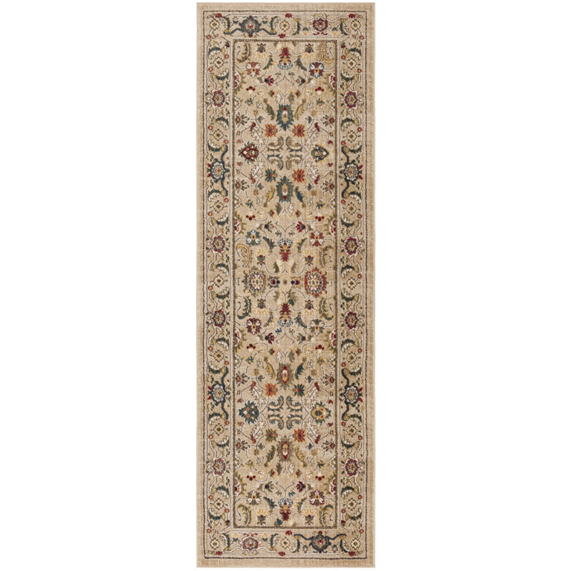 Ivory and Beige Hand-Knotted Persian-Inspired Runner Rug, 2'2" x 8'