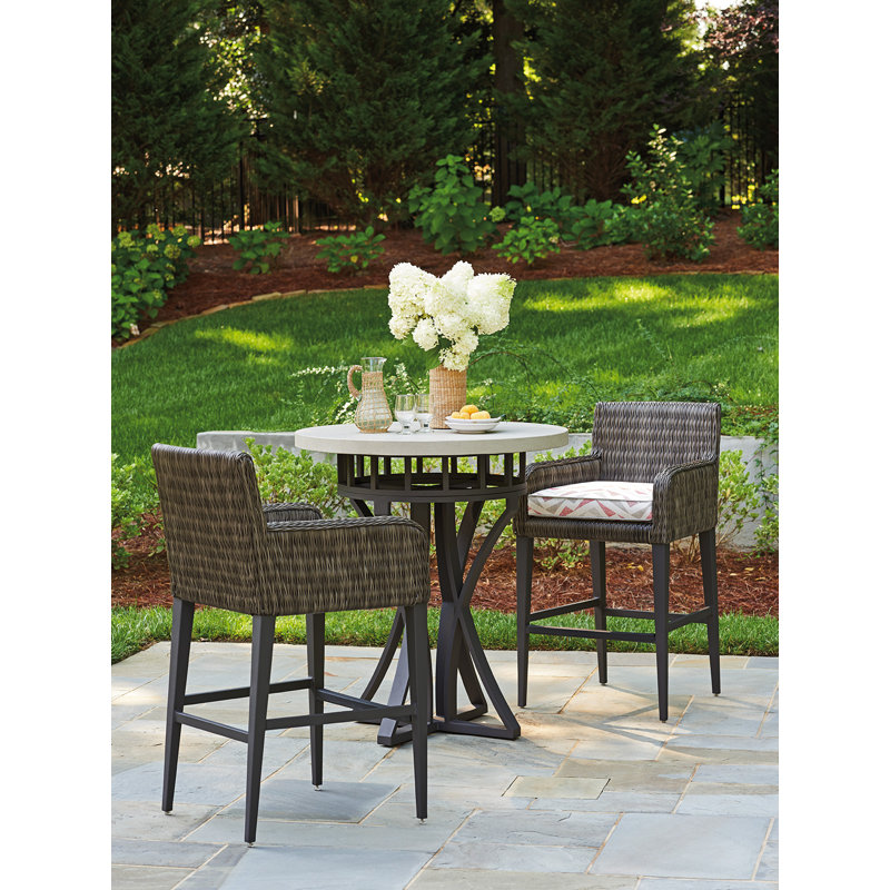 Contemporary Gray Cream 38" Round Weatherstone Bistro Table