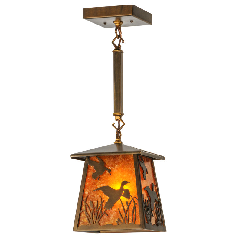 Antique Copper and Glass Wildlife Pendant Light