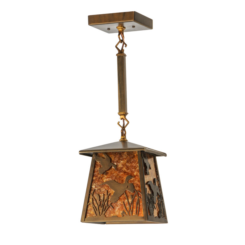 Antique Copper and Glass Wildlife Pendant Light