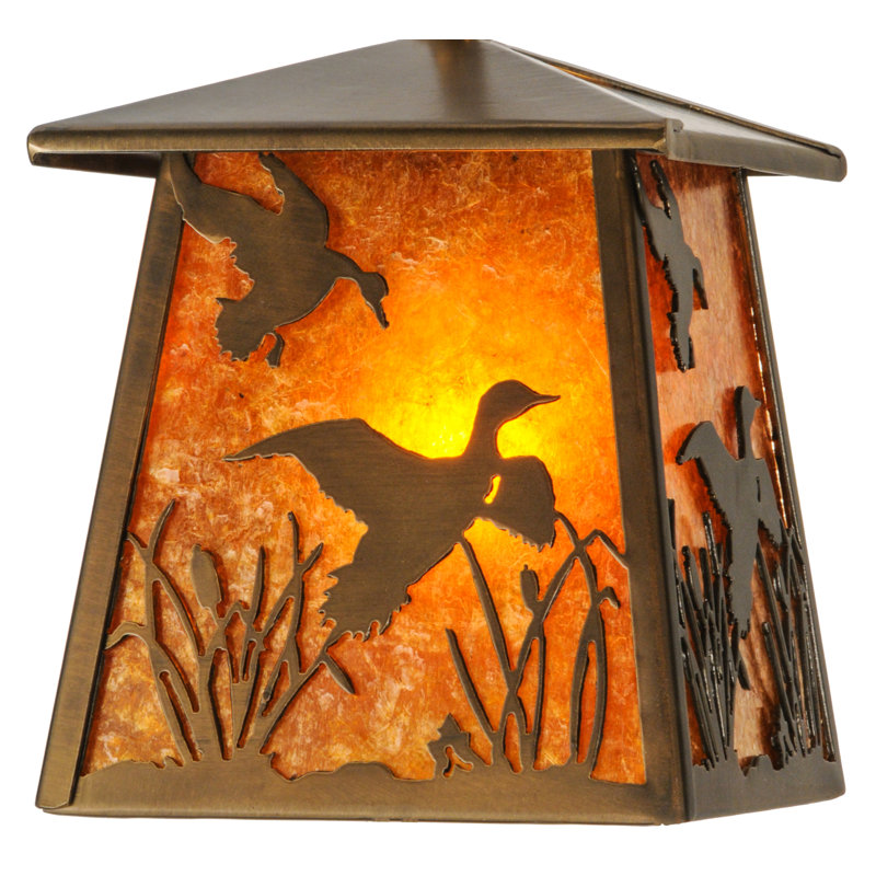 Antique Copper and Glass Wildlife Pendant Light