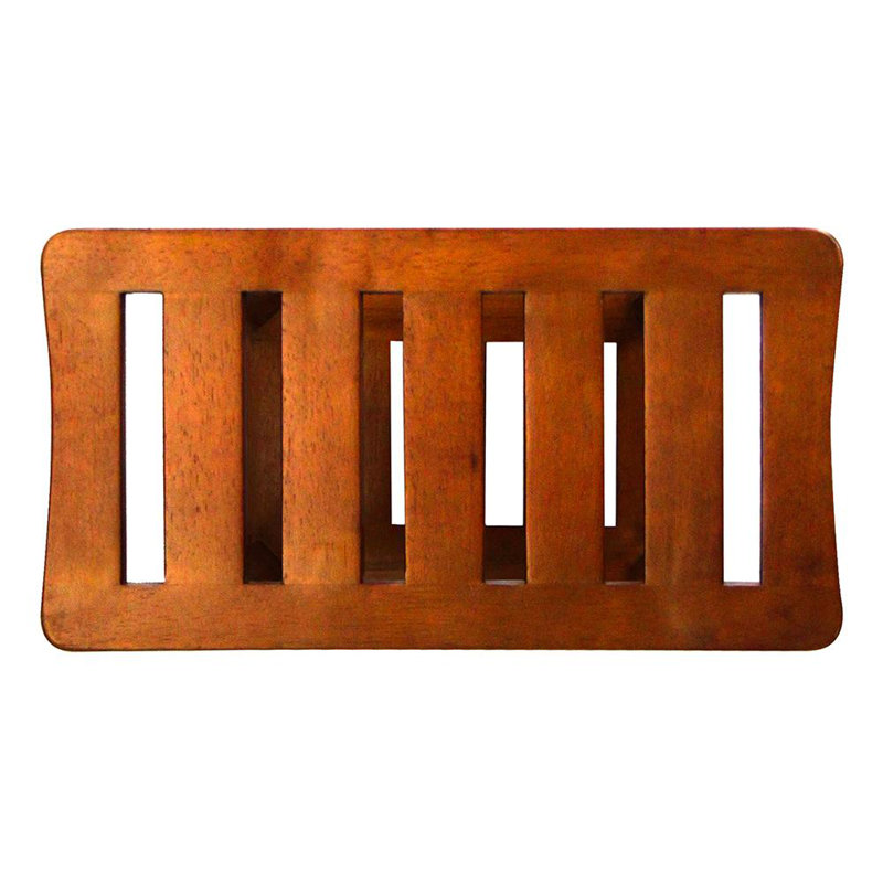 Teak Wood Curved Spa Shower Bench with Storage, Modern Compact Design
