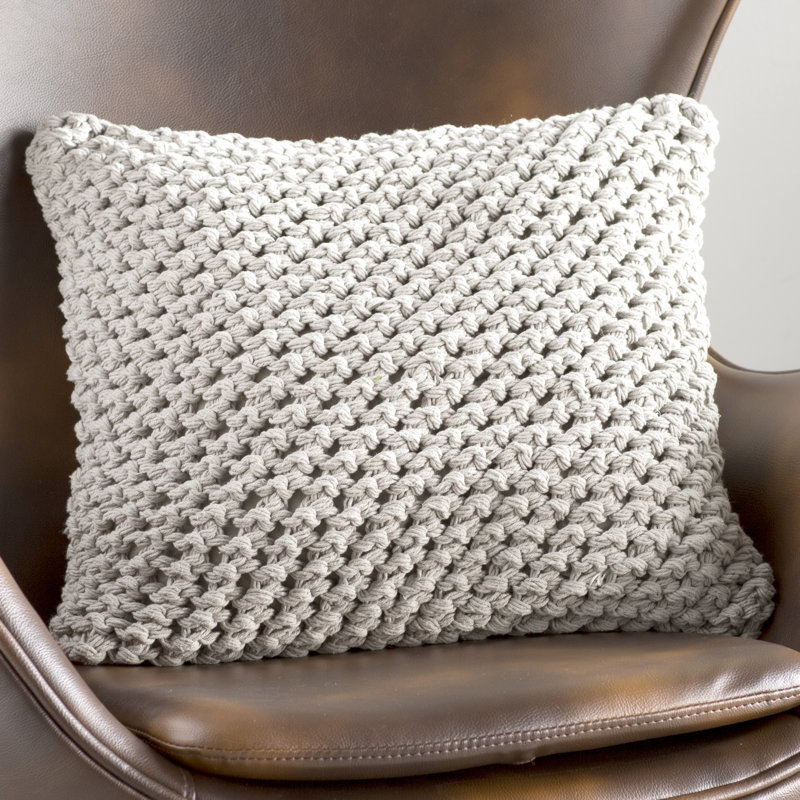 Vanilla Knitted Cotton Square Throw Pillow Set