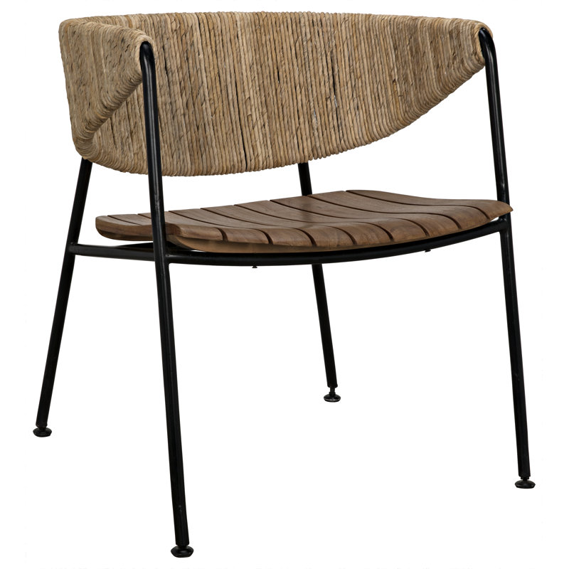 Helena Coastal-Inspired Metal & Seagrass Upholstered Armchair