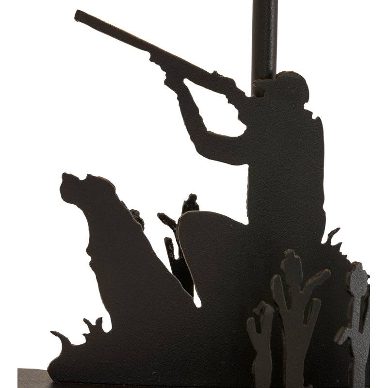 Adirondack Hunter & Dog Silhouette Black Table Lamp