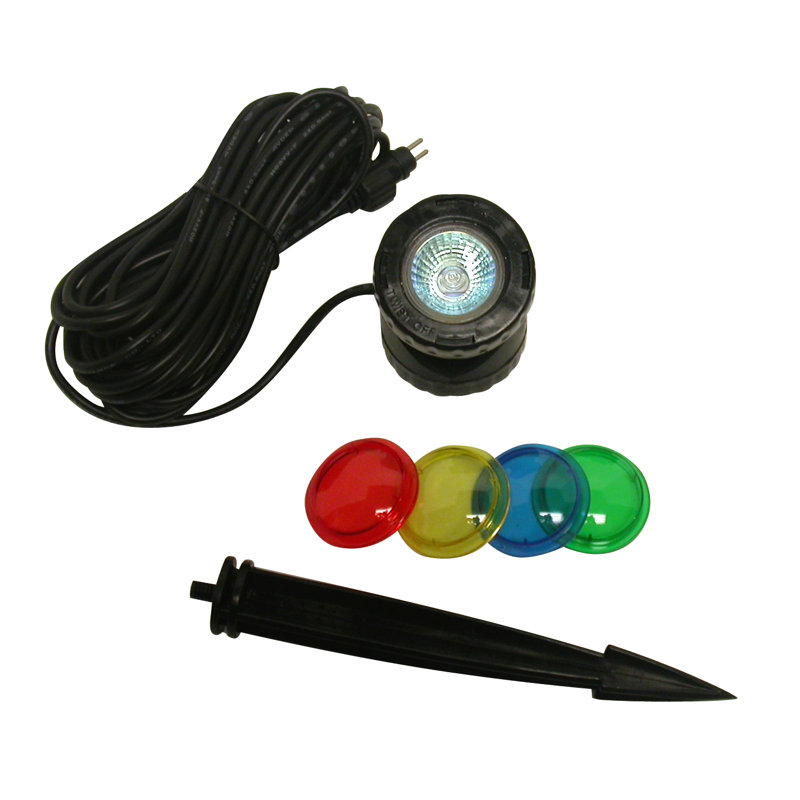 Black Plastic Outdoor Corded Landscape Spotlight with Colored Lenses