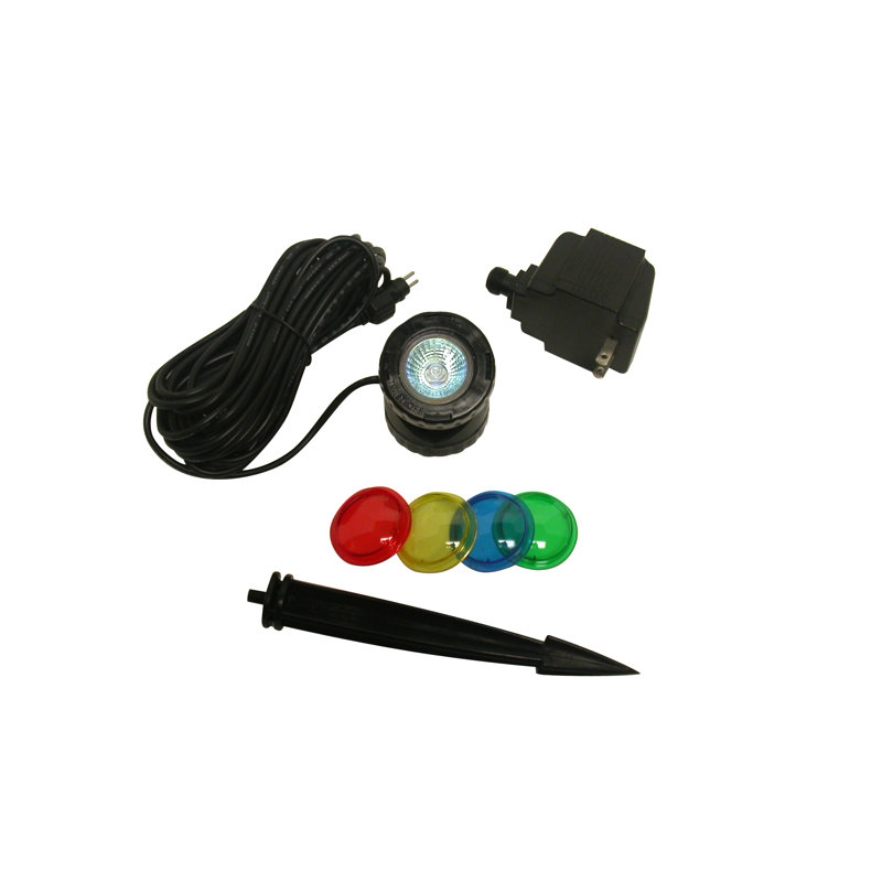 Black Plastic Outdoor Corded Landscape Spotlight with Colored Lenses
