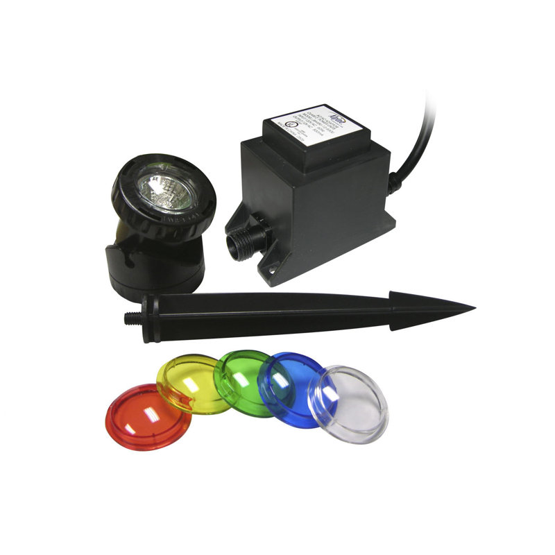 Black Plastic Outdoor Corded Landscape Spotlight with Colored Lenses