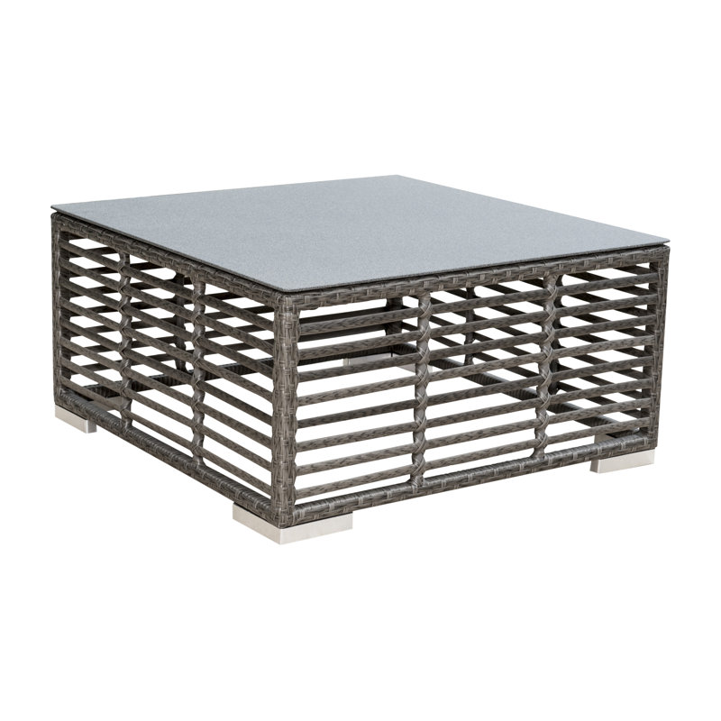 Panama Jack Chic Graphite Wicker 28" Coffee Table with Glass Top