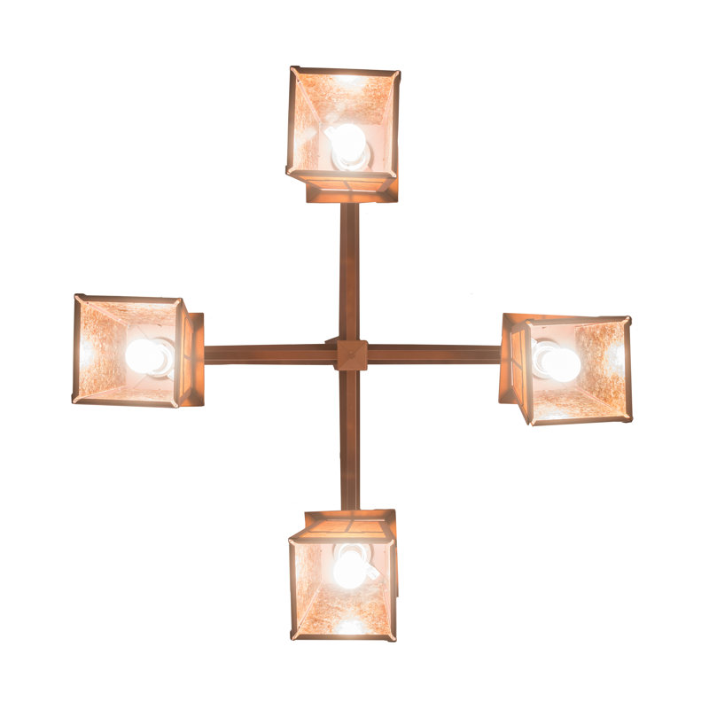 Aurora Midnight Sky 38" Stained Glass 4-Light Traditional Chandelier