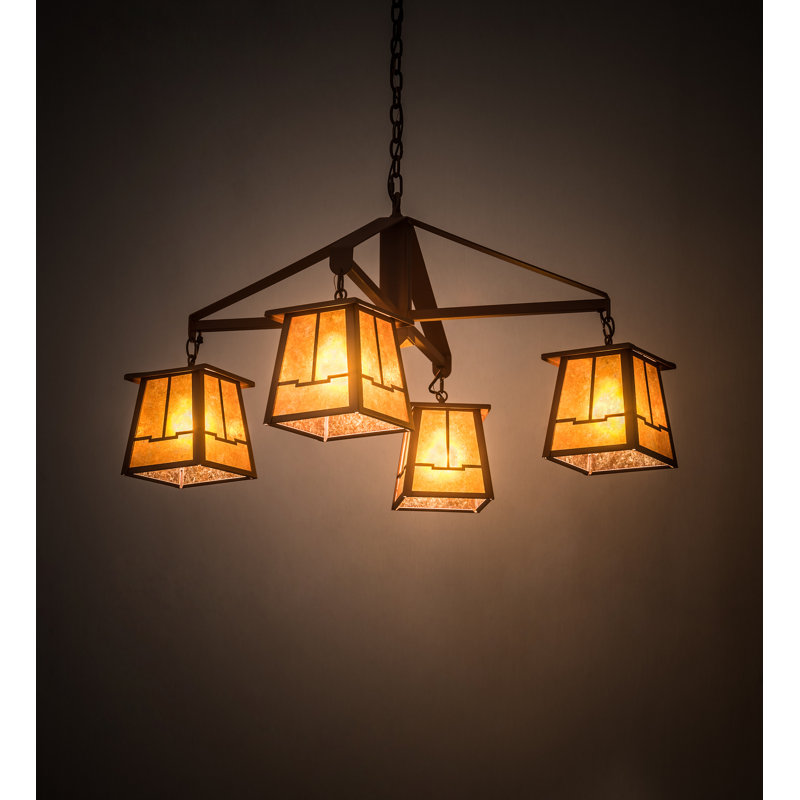 Aurora Midnight Sky 38" Stained Glass 4-Light Traditional Chandelier