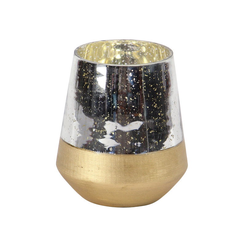 Gold and Silver Glass Hanging Candle Lantern, 7"