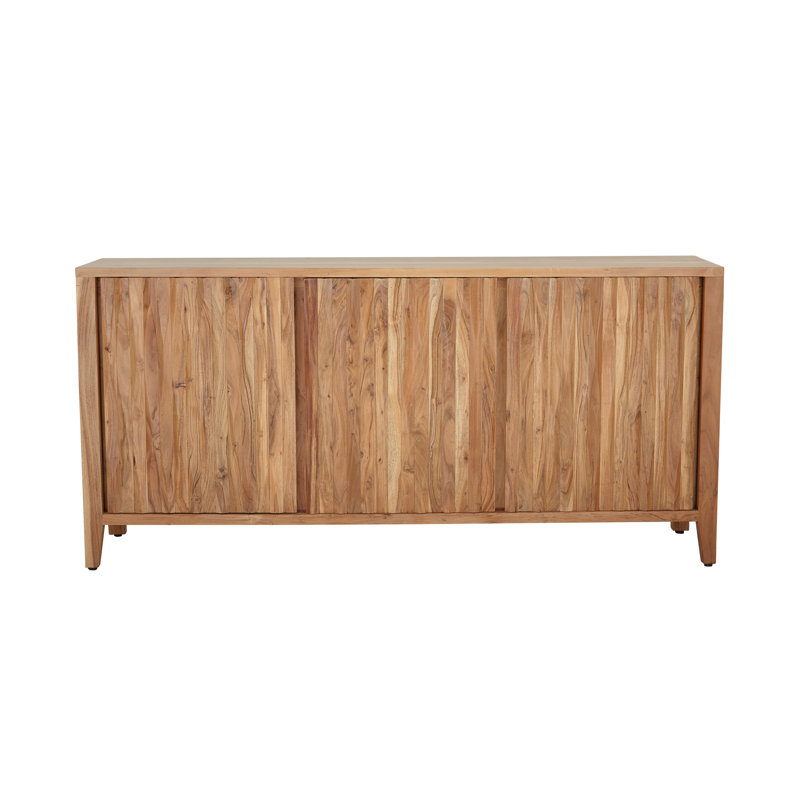 Brown Wood Adjustable Shelving Lockable Sideboard Cabinet