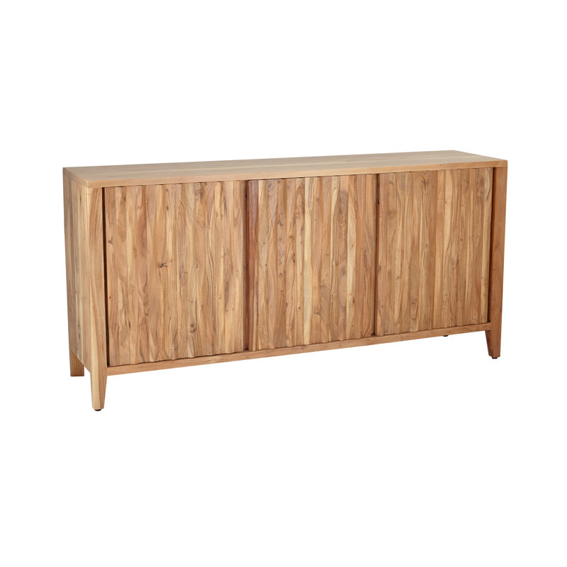 Brown Wood Adjustable Shelving Lockable Sideboard Cabinet