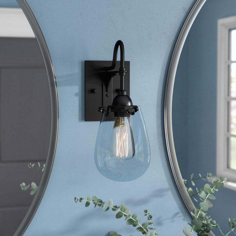 Satin Black and Clear Glass Bath Sconce