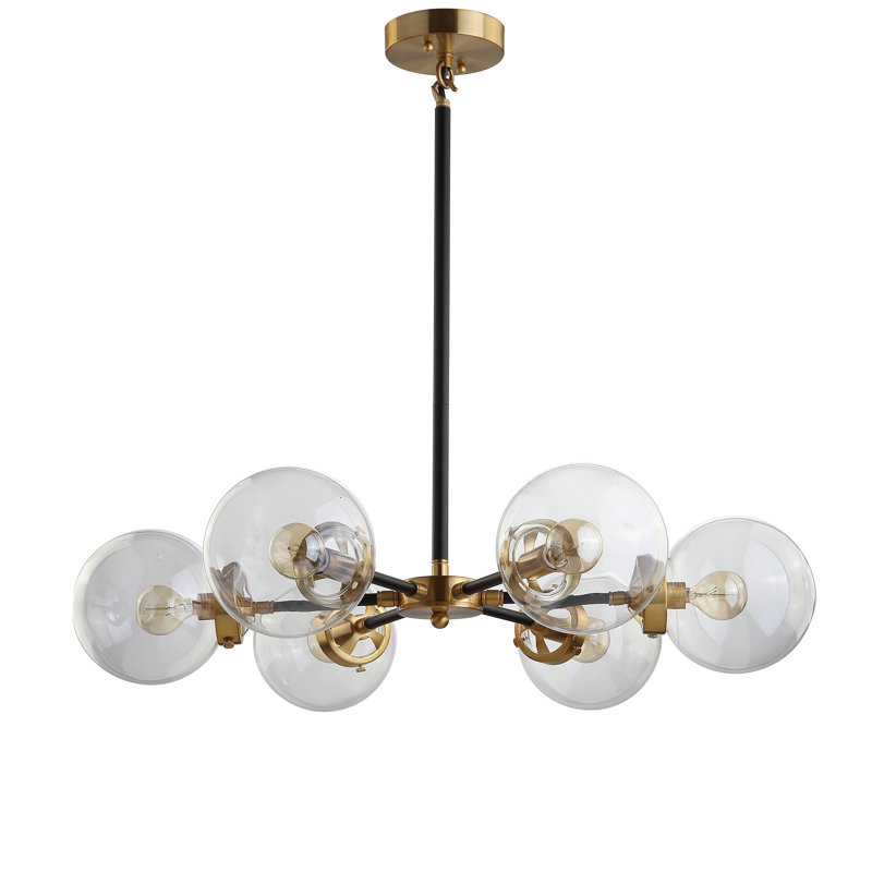 Caleb 28" Black and Brass Gold Sputnik LED Chandelier