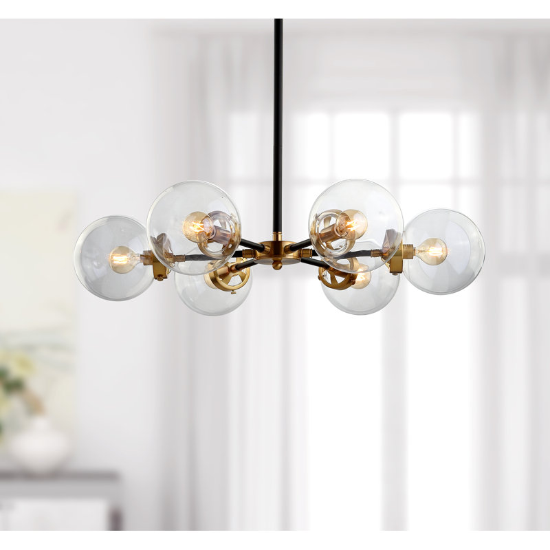 Caleb 28" Black and Brass Gold Sputnik LED Chandelier