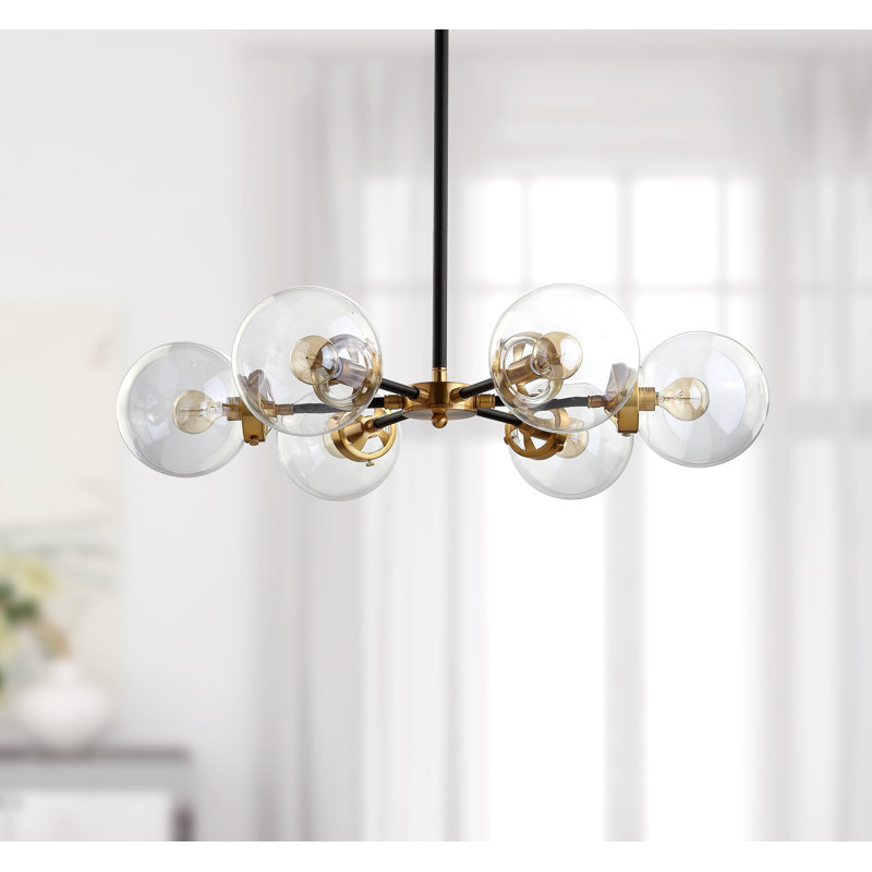 Caleb 28" Black and Brass Gold Sputnik LED Chandelier