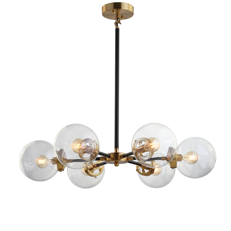 Caleb 28" Black and Brass Gold Sputnik LED Chandelier