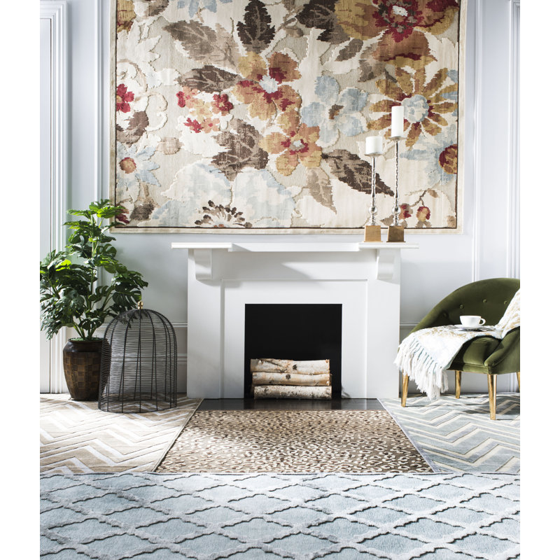 Cream and Multi Floral Viscose Chenille Rug, 8' x 11'2"