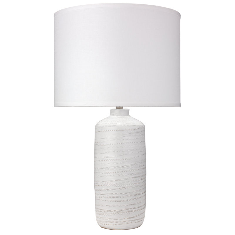 White Ceramic Table Lamp with Linen Shade