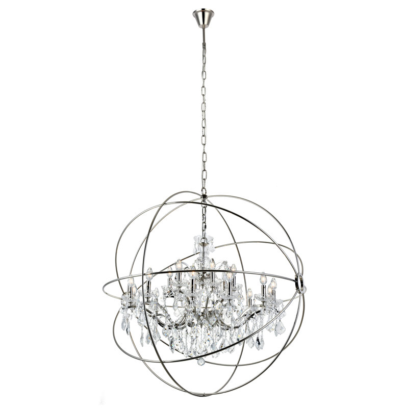 Geneva 18-Light Polished Nickel Crystal Globe Chandelier