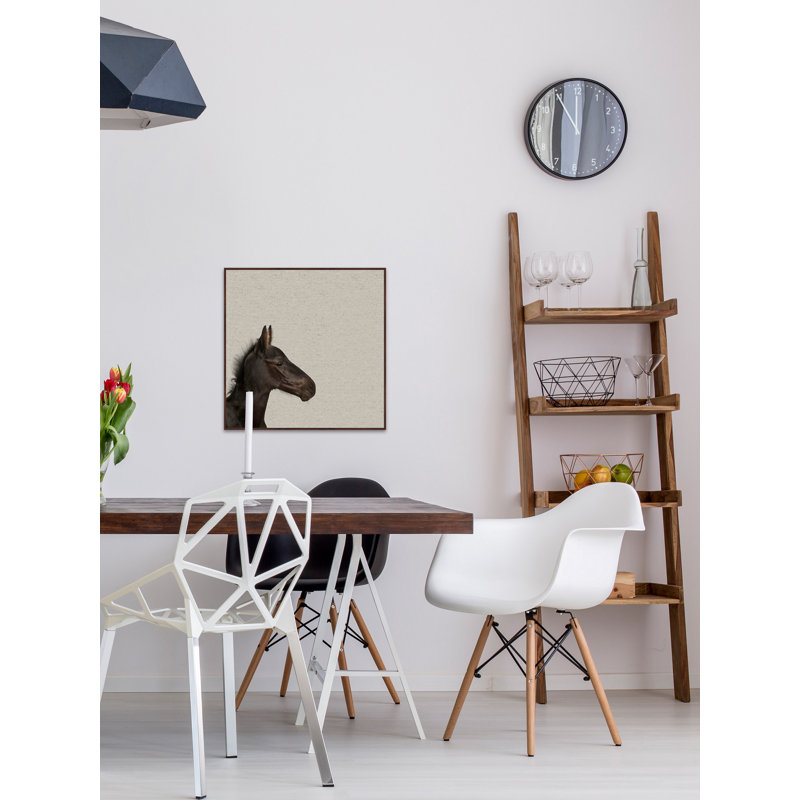 Black Horse Profile Framed Canvas Print, 16" x 16"