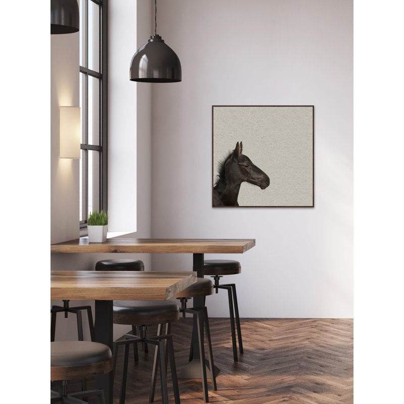 Black Horse Profile Framed Canvas Print, 16" x 16"