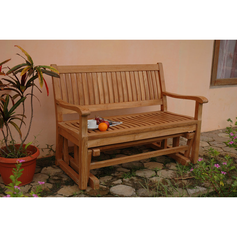 Natural Teak 4-Foot Outdoor Glider Bench