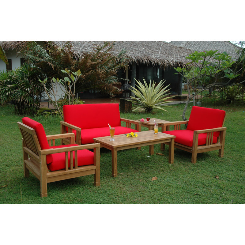 SouthBay 5-Piece Red Teak Outdoor Seating Set