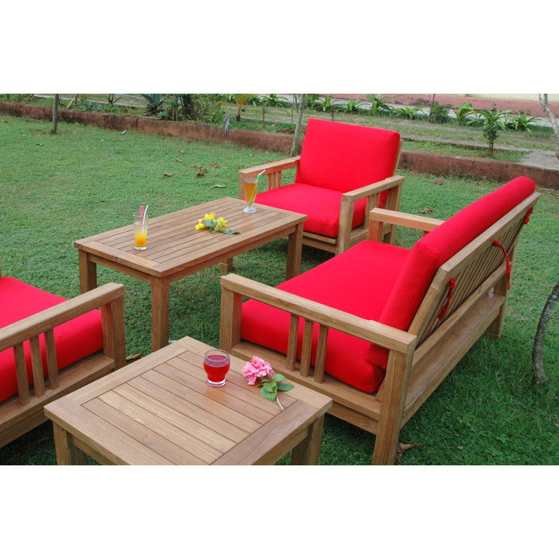 SouthBay 5-Piece Red Teak Outdoor Seating Set