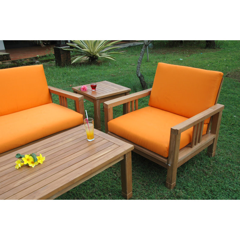 South Bay 5-Person Teak Outdoor Conversation Set with Gray Cushions