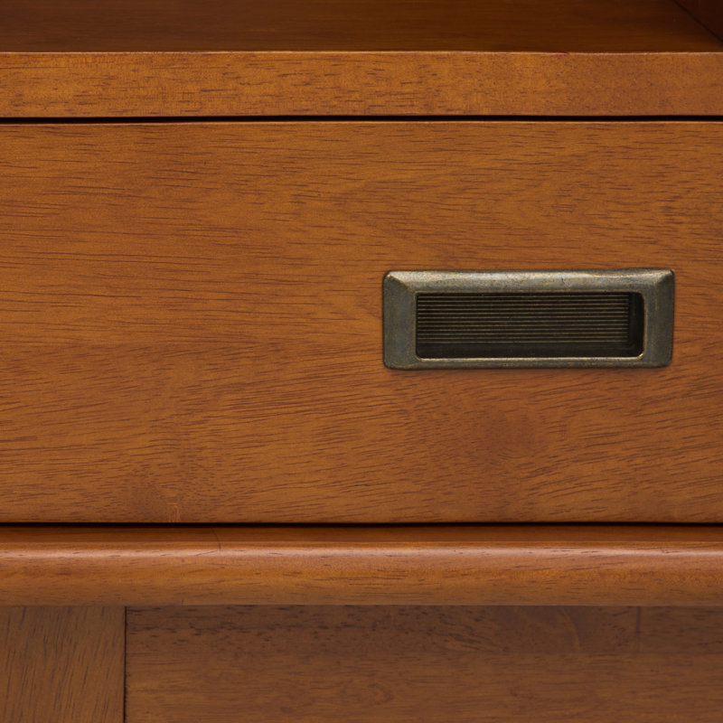 Teak Brown 64" Wood Bookcase with Cubes and Drawers