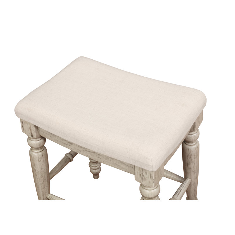 Elegant Marino 25" White Washed Wood Backless Counter Stool