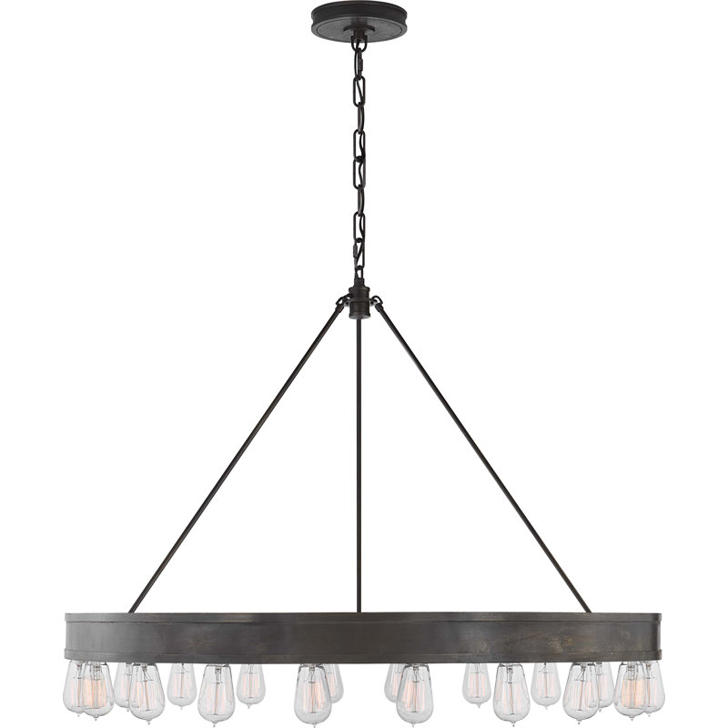 Aged Iron 20-Light Circular Candle Chandelier