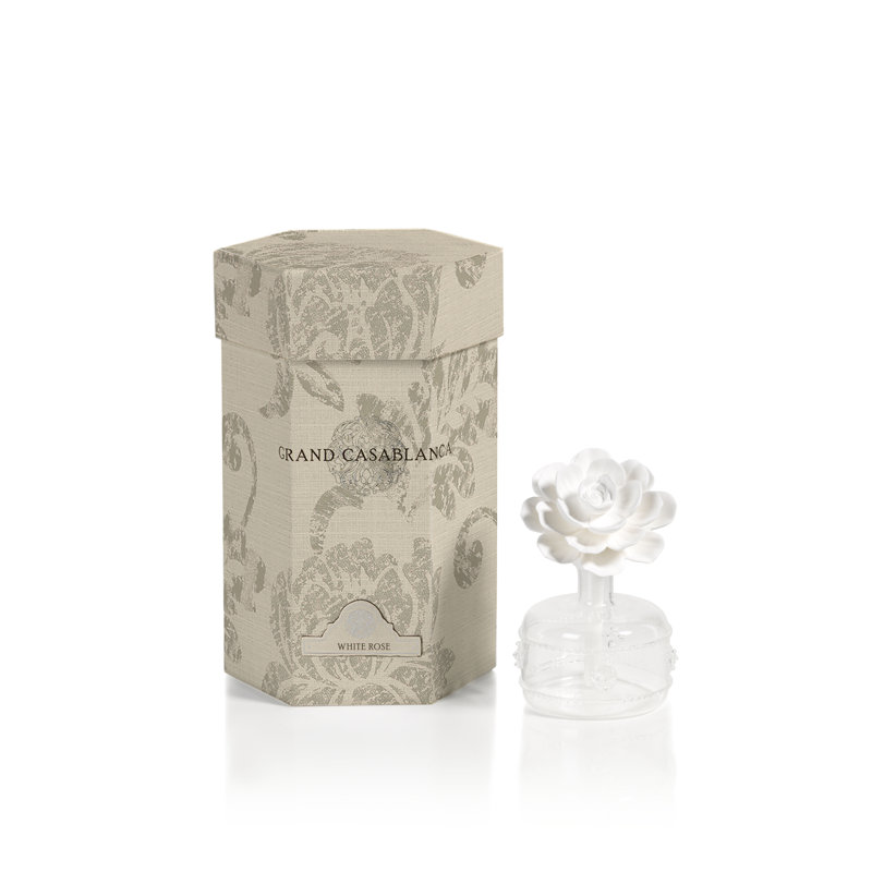 Elegant White Rose Porcelain Flower 200ml Office & Home Fragrance Diffuser