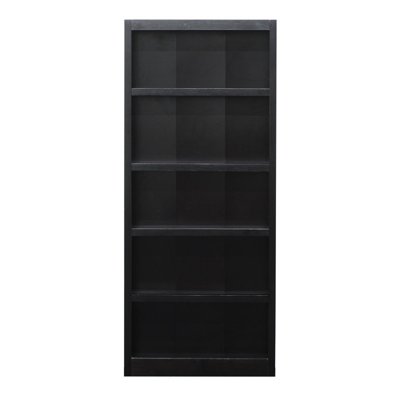 Espresso Finish Solid Wood 5-Shelf Adjustable Bookcase