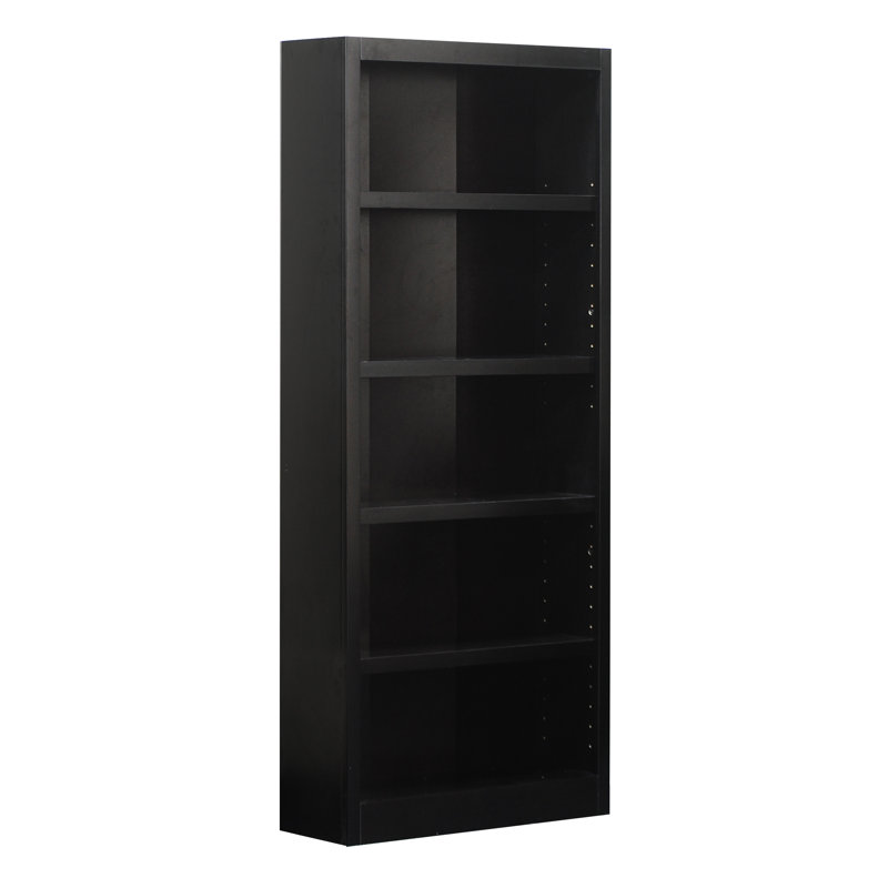 Espresso Finish Solid Wood 5-Shelf Adjustable Bookcase