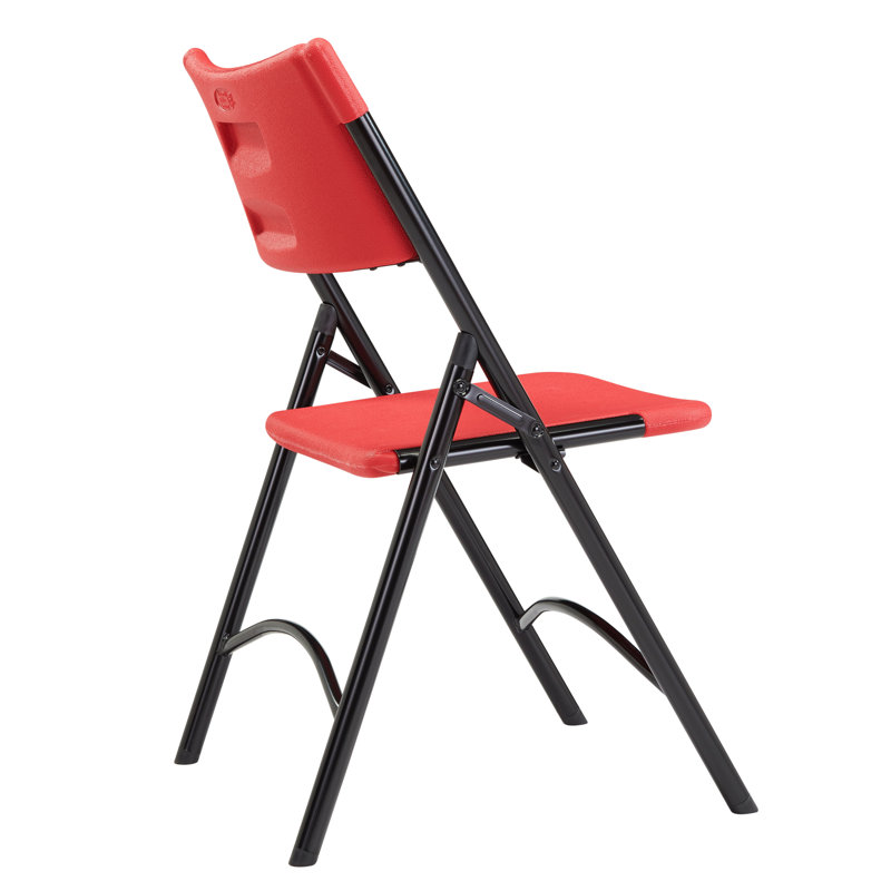 Red Resin Folding Chair Set with Black Frame, Pack of 4