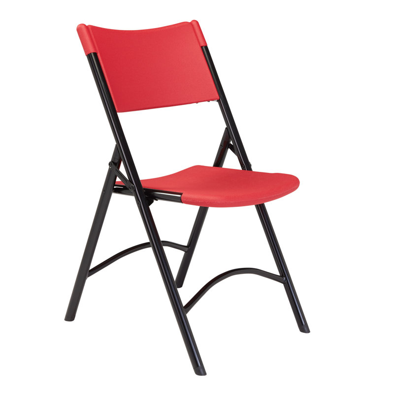 Red Resin Folding Chair Set with Black Frame, Pack of 4