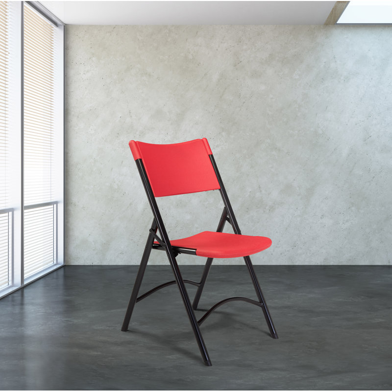 Red Resin Folding Chair Set with Black Frame, Pack of 4
