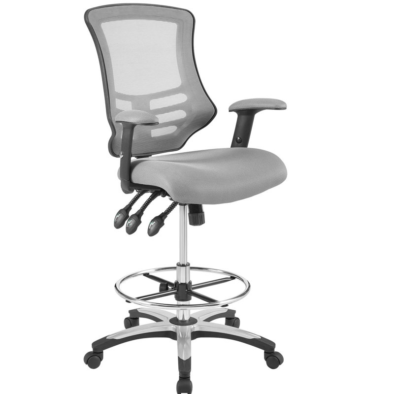 Calibrate Gray Mesh Adjustable Swivel Drafting Chair