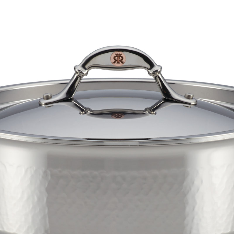Hammered Stainless Steel 3.5 qt. Sauce Pan with Lid